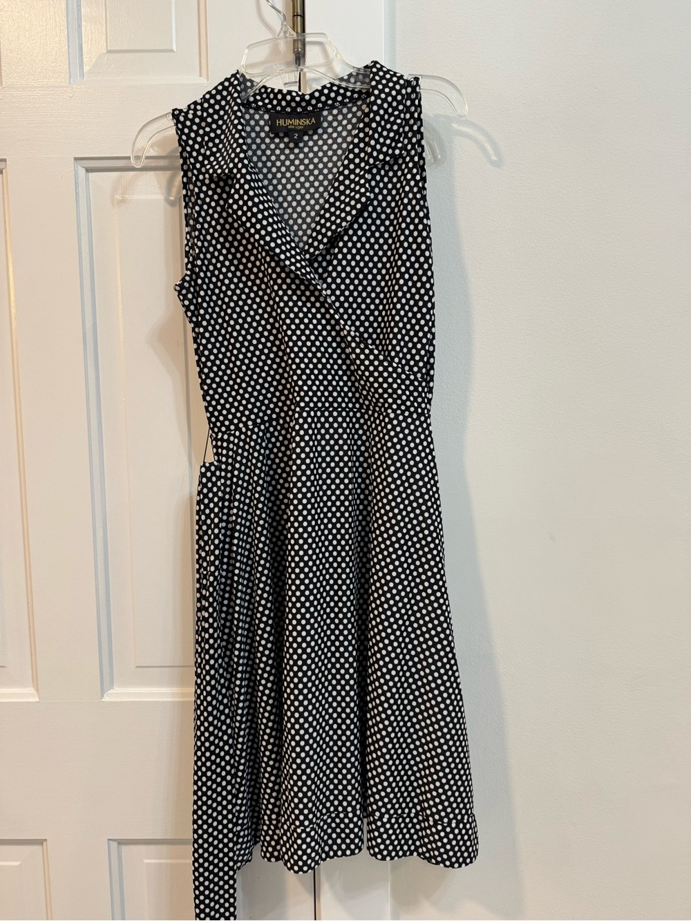 Black Polka Dot Sleeveless Midi Dress by Huminska
